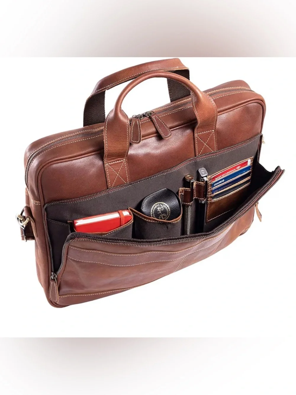 (NEW) Italian Full Grain Leather 18” Briefcase / Work Bag / Travel / Laptop Bag